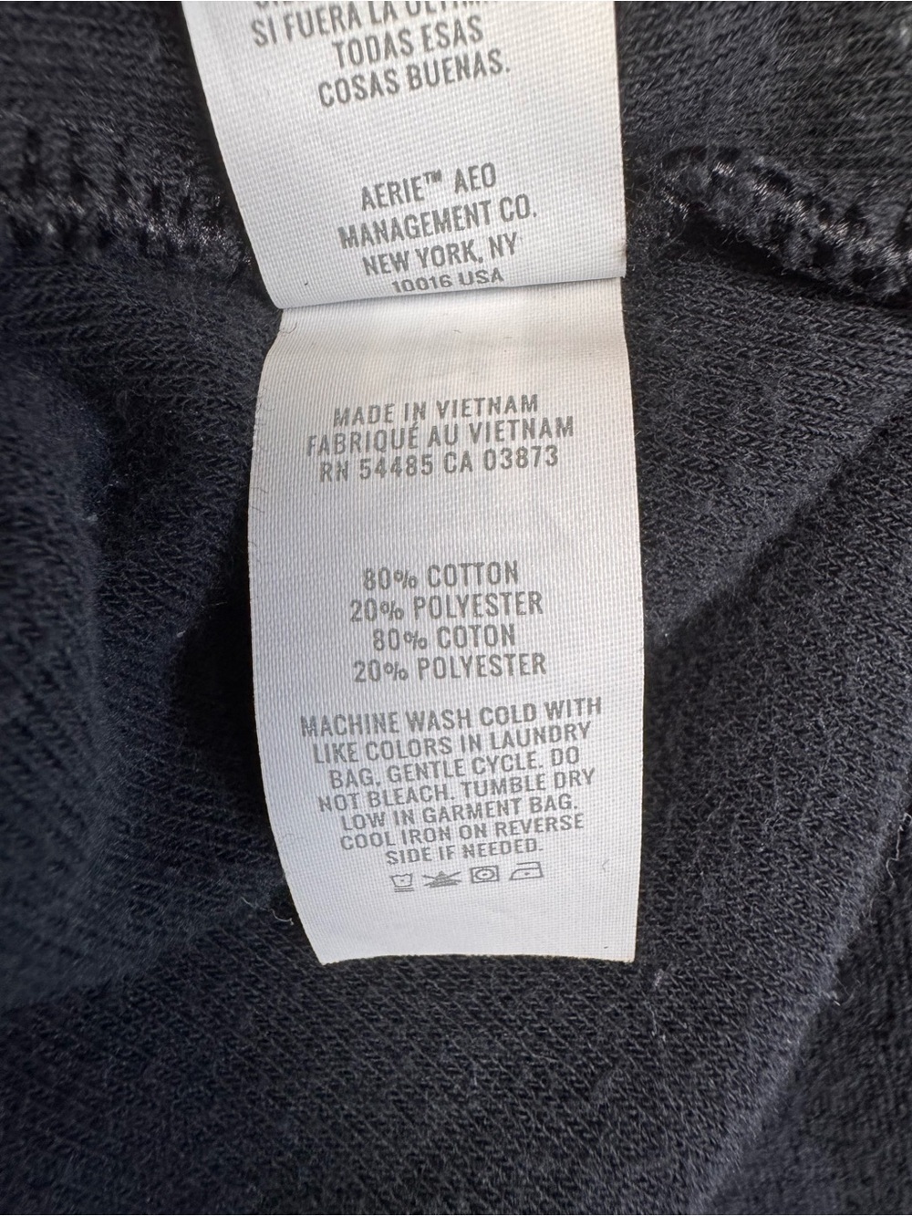 Aerie Black V-Neck Terry Cloth Ruched Front Drawstring Adjustable Sweater Top, M - Picture 6 of 9